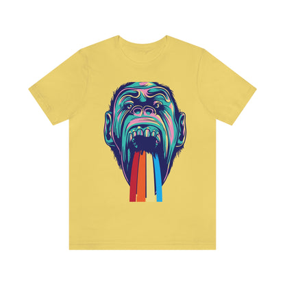 Color Ape Pouring flowing Rainbow Out His Mouth, Unisex Jersey Short Sleeve Tee