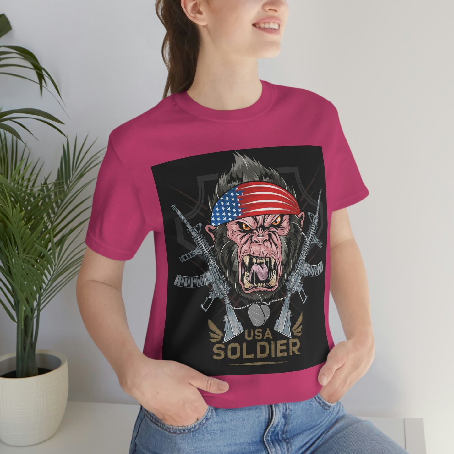 Angry Gorilla USA Soldier, Unisex Jersey Short Sleeve Tee