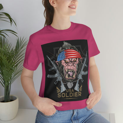 Angry Gorilla USA Soldier, Unisex Jersey Short Sleeve Tee