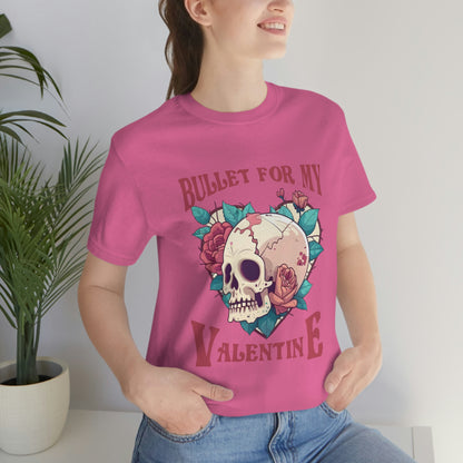 Bullet For My Valentine Skull With Red Roses Unisex Jersey Short Sleeve Tee