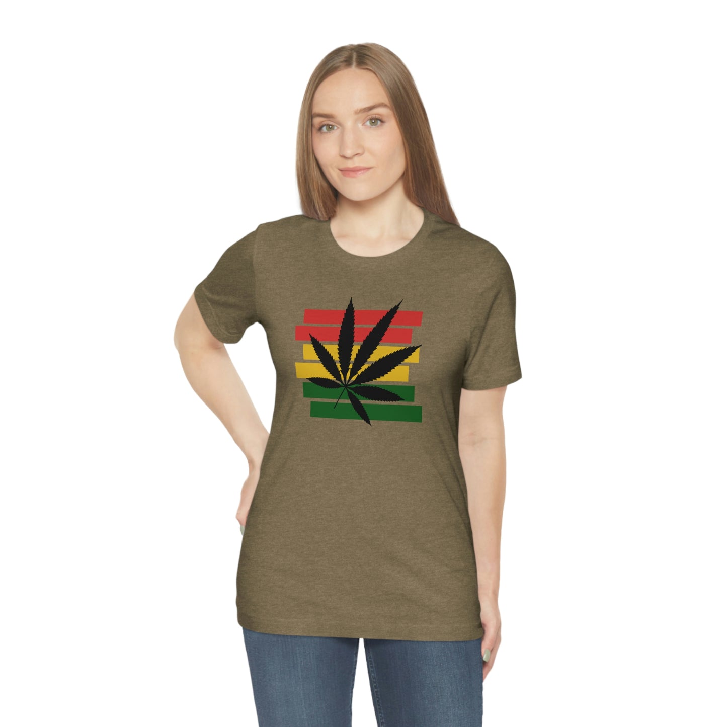 Pot Leaf With Classic Colors, Yellow, Green, Yellow, Unisex Jersey Short Sleeve Tee