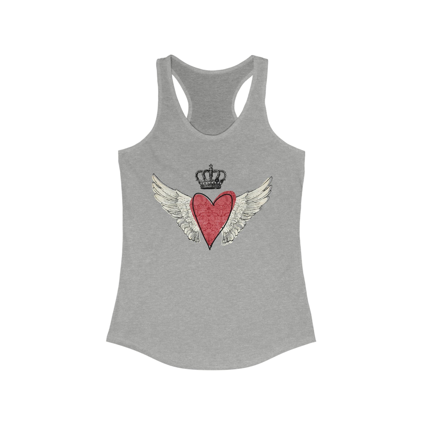 Crowned Red Heart With Angel Wings Women's Ideal Racerback Tank