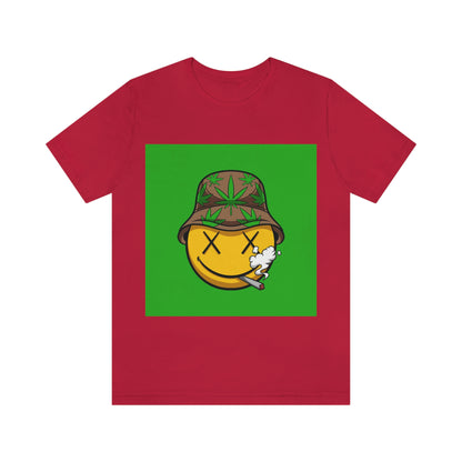 Blazed Happy Face With Hat & Pot Leafs, Unisex Jersey Short Sleeve Tee