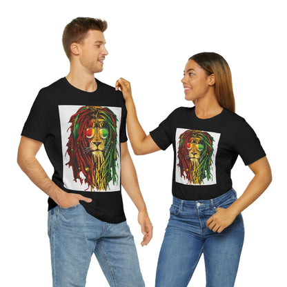 Reggae Lion With Dread locks, Unisex Jersey Short Sleeve Tee