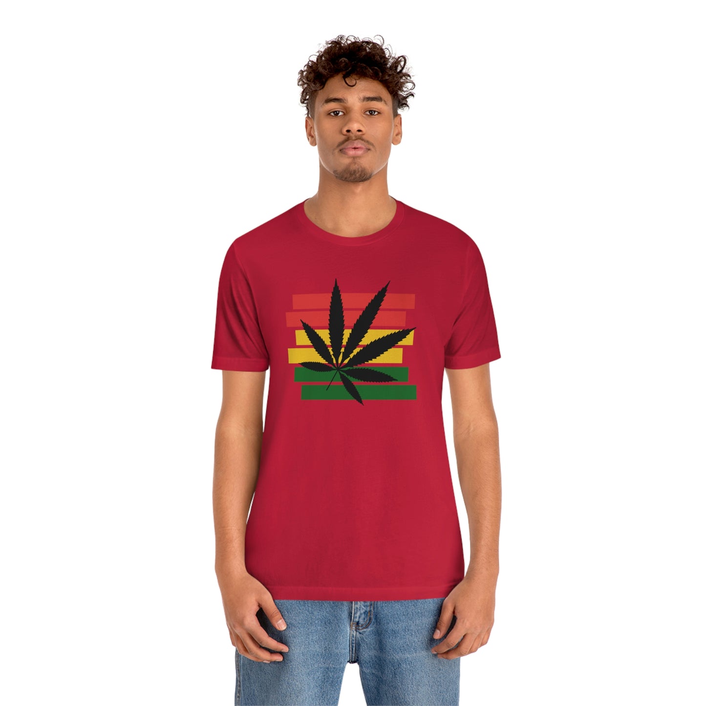 Pot Leaf With Classic Colors, Yellow, Green, Yellow, Unisex Jersey Short Sleeve Tee