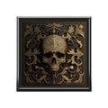 Detailed Silver Metal Style Grey And Rustic Black Background , Gothic Skull Jewelry Box Jewelry Box