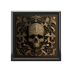 Detailed Silver Metal Style Grey And Rustic Black Background , Gothic Skull Jewelry Box Jewelry Box