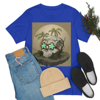 Tropical Island & Skull, Unisex Jersey Short Sleeve Tee