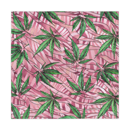 Beautifully Pink And Green Gorgeous Designed Marijuana 420 Weed Leaf Tablecloth