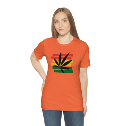 Pot Leaf With Classic Colors, Yellow, Green, Yellow, Unisex Jersey Short Sleeve Tee