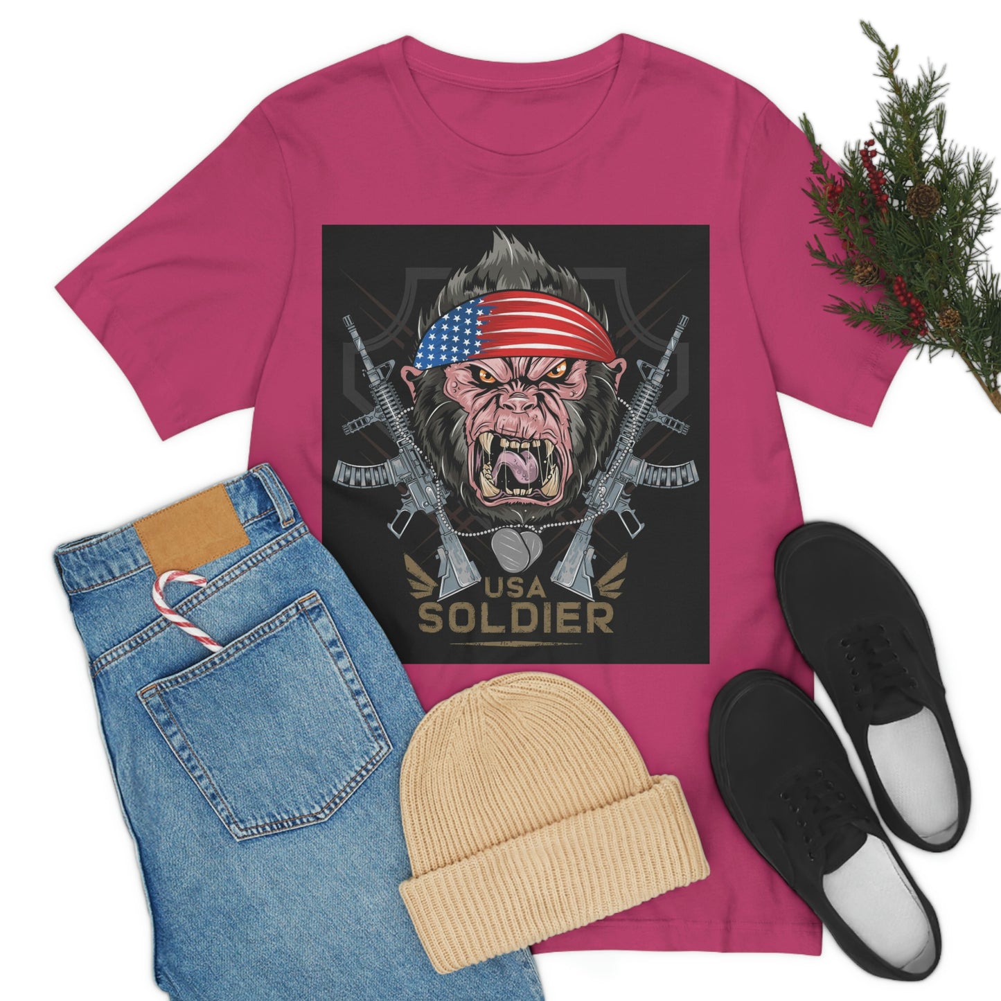 Angry Gorilla USA Soldier, Unisex Jersey Short Sleeve Tee