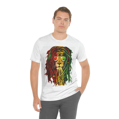 Reggae Lion With Dread locks, Unisex Jersey Short Sleeve Tee