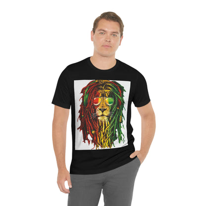 Reggae Lion With Dread locks, Unisex Jersey Short Sleeve Tee