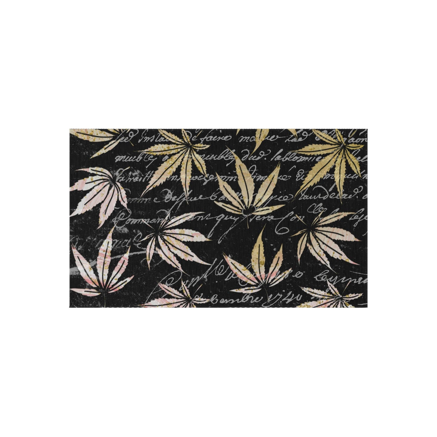 Gold And Black 420 Weed Pot Marijuana Leaf Outdoor Rug
