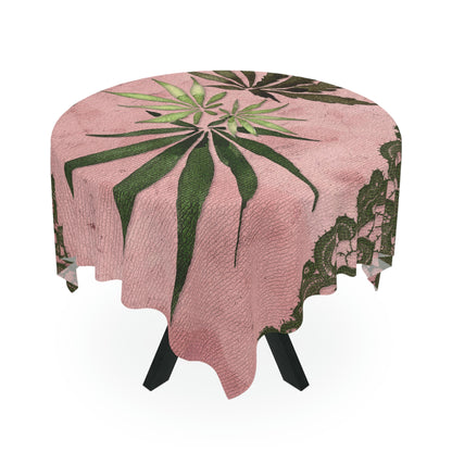 Grey Lace Gorgeous Pink Designed Marijuana 420 Weed Leaf Tablecloth