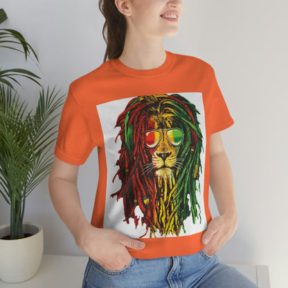 Reggae Lion With Dread locks, Unisex Jersey Short Sleeve Tee