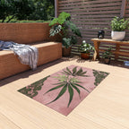Grey Lace Gorgeous Pink Designed Marijuana 420 Weed Leaf Outdoor Rug