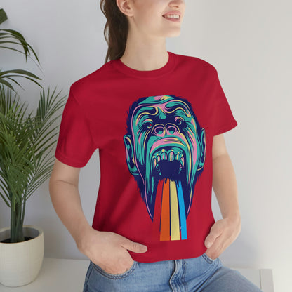 Color Ape Pouring flowing Rainbow Out His Mouth, Unisex Jersey Short Sleeve Tee