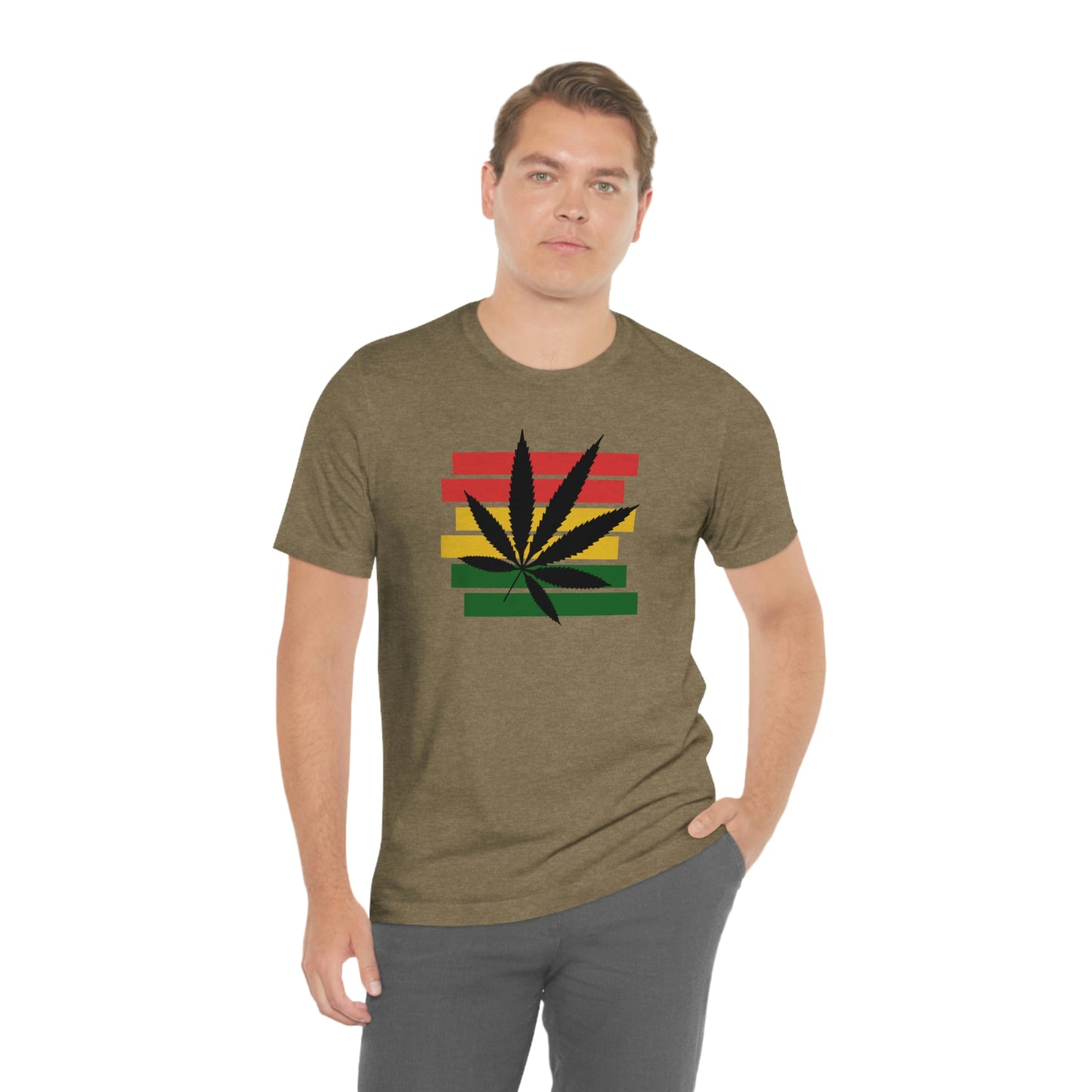 Pot Leaf With Classic Colors, Yellow, Green, Yellow, Unisex Jersey Short Sleeve Tee