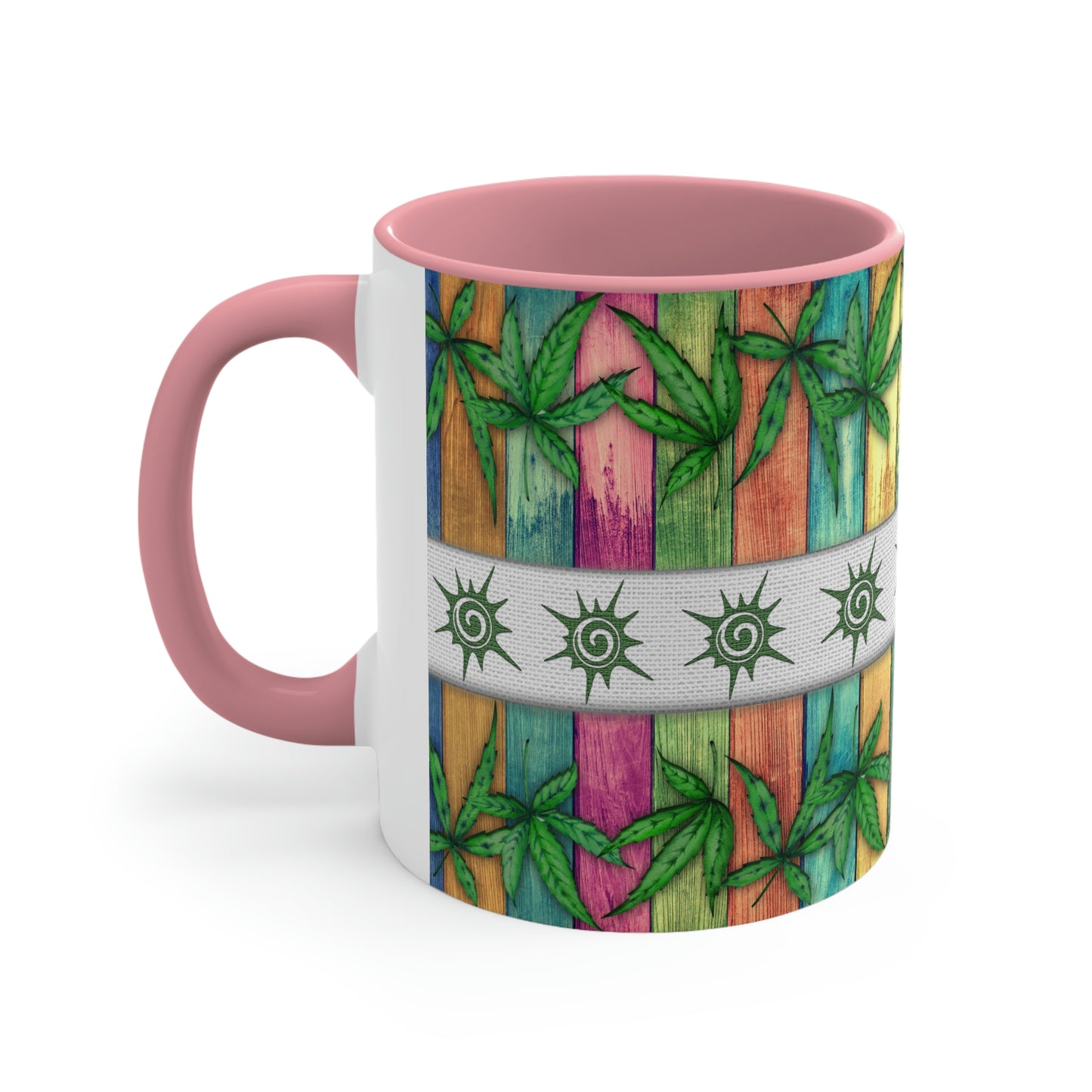 Beautiful Multicolored Pot, Weed, Marijuana Leaf Accent Coffee Mug, 11oz