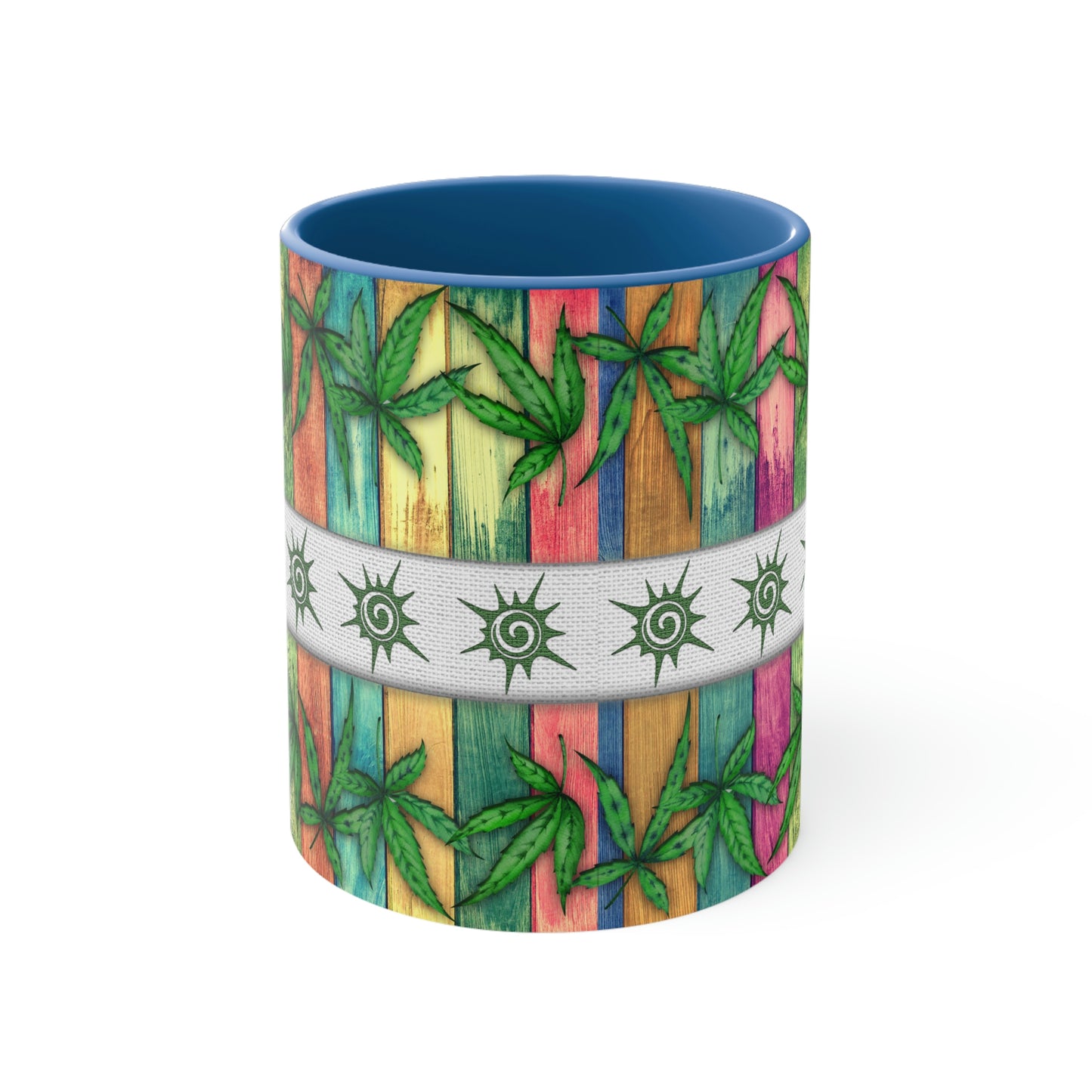 Beautiful Multicolored Pot, Weed, Marijuana Leaf Accent Coffee Mug, 11oz