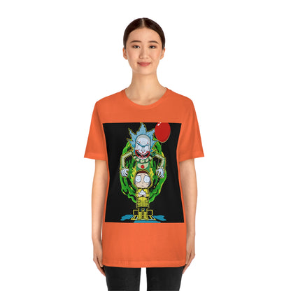 Scary Clown With Red Balloon And Kid In Yellow Rain Jacket - It Cover Unisex Jersey Short Sleeve Tee