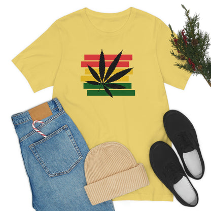 Pot Leaf With Classic Colors, Yellow, Green, Yellow, Unisex Jersey Short Sleeve Tee