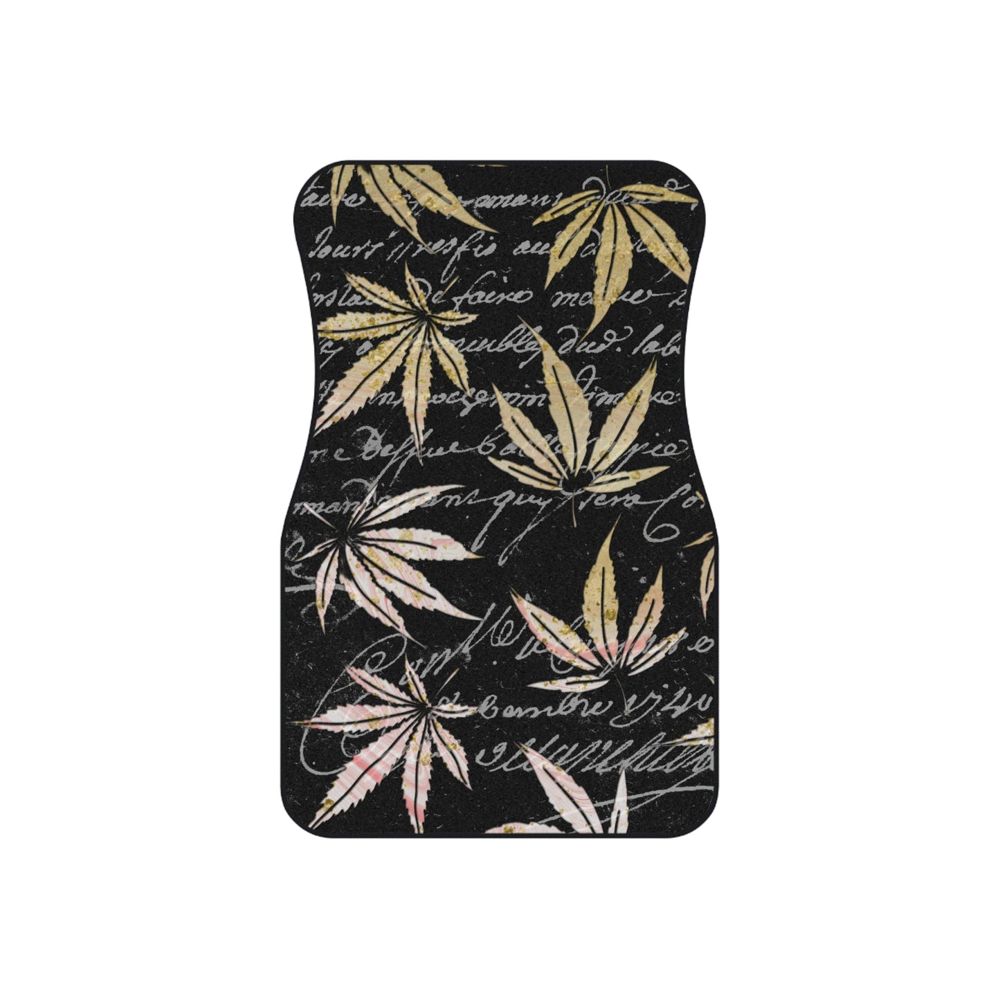 Gold And Black 420 Weed Marijuana Leaf Car Mats (Set of 4)