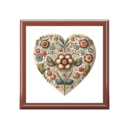 Intricate Hearts by Heron Lake Print 1 Jewelry Box