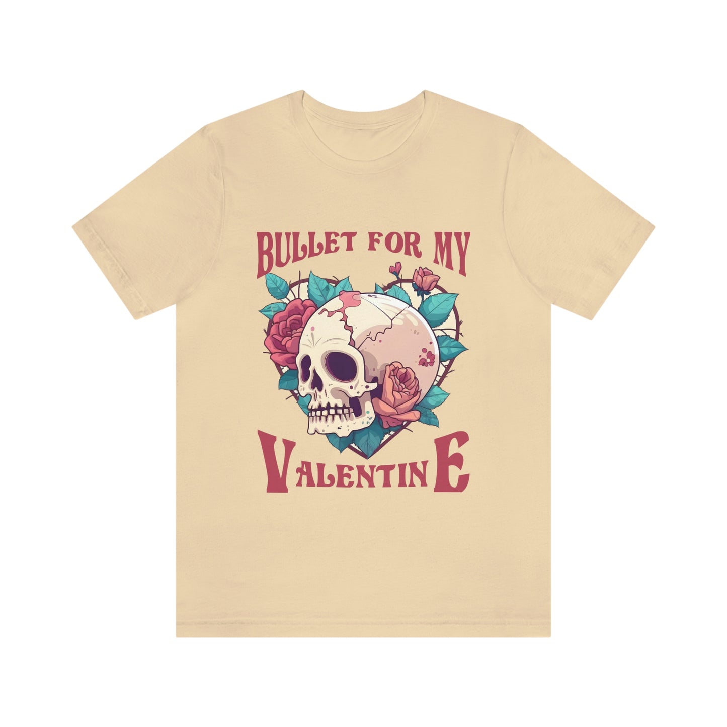 Bullet For My Valentine Skull With Red Roses Unisex Jersey Short Sleeve Tee