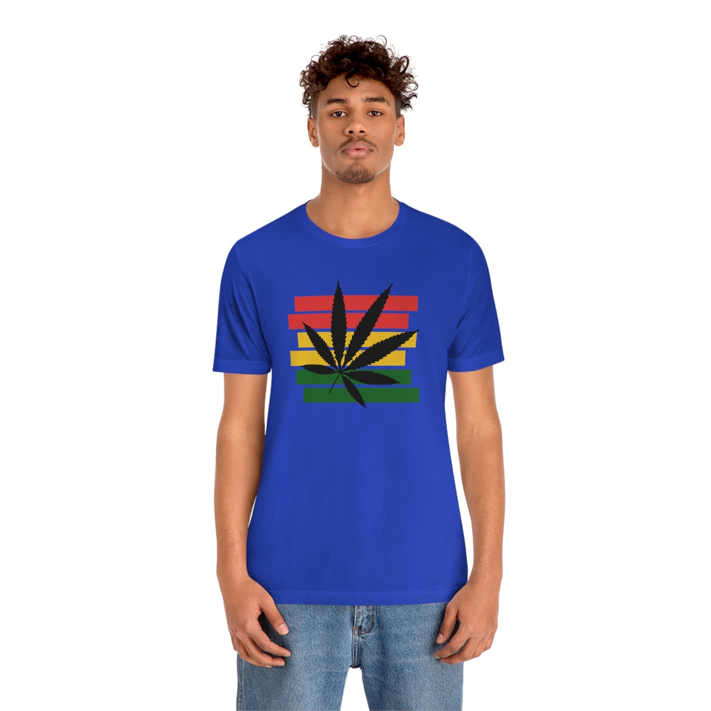 Pot Leaf With Classic Colors, Yellow, Green, Yellow, Unisex Jersey Short Sleeve Tee