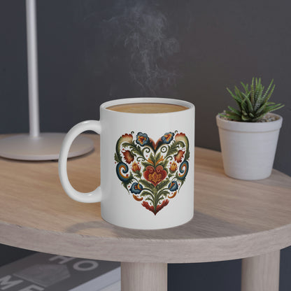 Intricate Hearts by Heron Lake Print 3 White Mug, 11oz