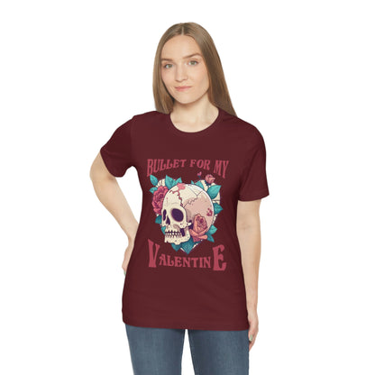 Bullet For My Valentine Skull With Red Roses Unisex Jersey Short Sleeve Tee