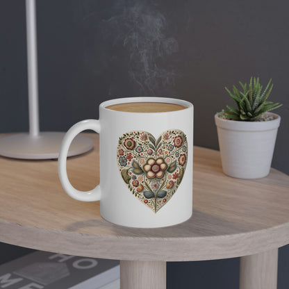 Intricate Hearts by Heron Lake Print 1 White Mug, 11oz