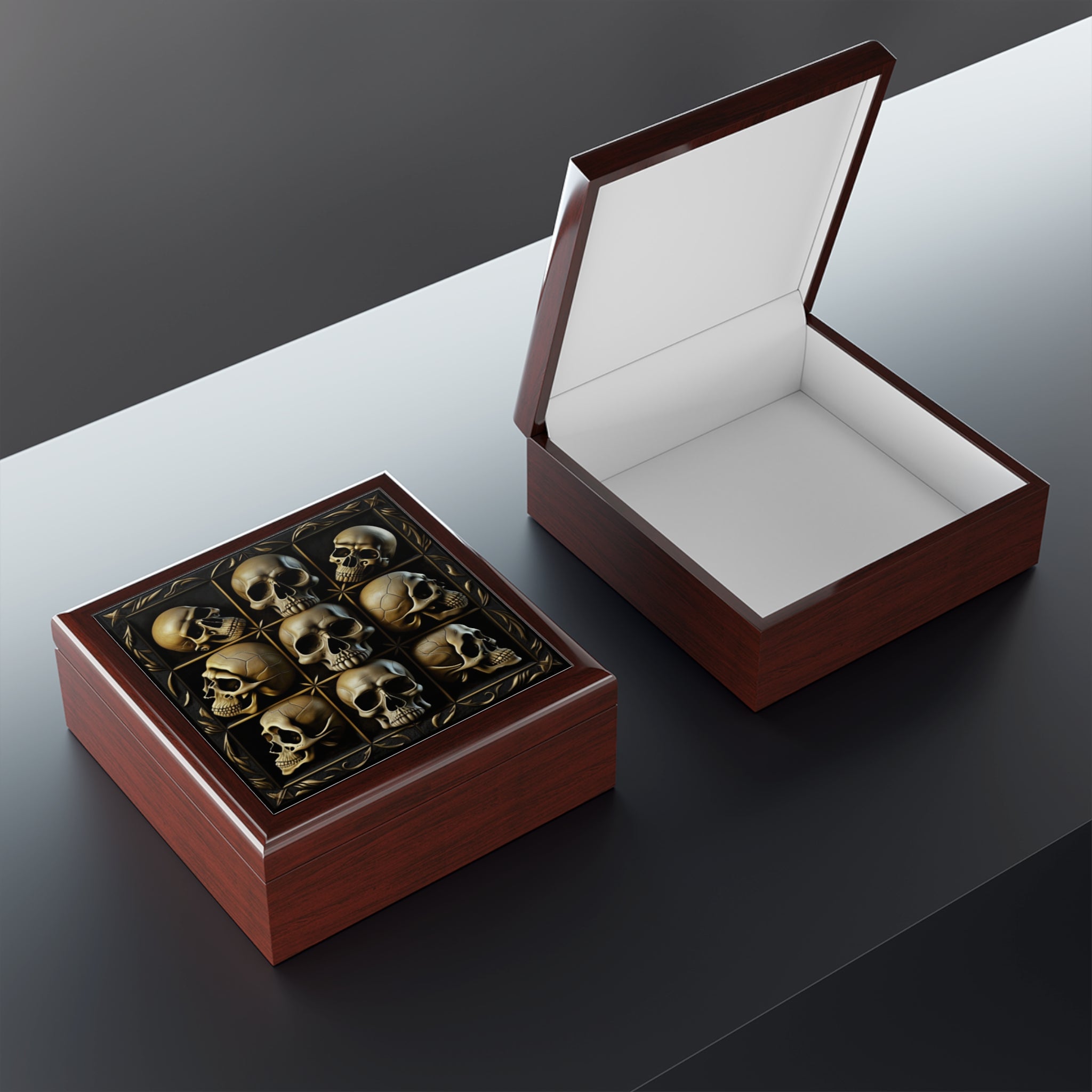 Grey Multi Gothic Skulls Jewelry Box Jewelry Box