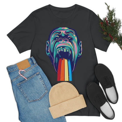 Color Ape Pouring flowing Rainbow Out His Mouth, Unisex Jersey Short Sleeve Tee