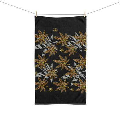 Gold And Zebra Marijuana Pot Weed Leaf 420 Marijuana Leaf Hand Towel