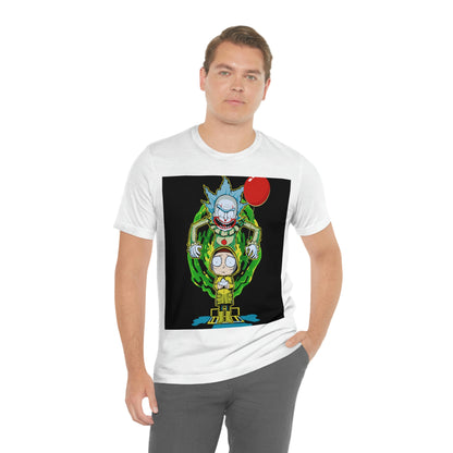 Scary Clown With Red Balloon And Kid In Yellow Rain Jacket - It Cover Unisex Jersey Short Sleeve Tee