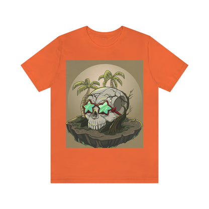 Tropical Island & Skull, Unisex Jersey Short Sleeve Tee