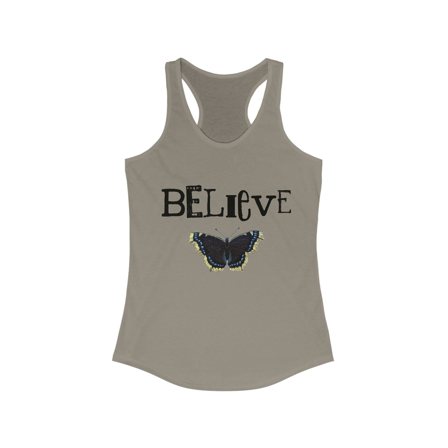 Believe Word With Butterfly Women's Ideal Racerback Tank