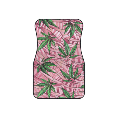 Sassy Pink And Green 420 Weed Marijuana Leaf Car Mats (Set of 4)