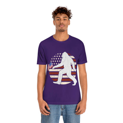 Big Foot American Flag, Fourth Of July 4th Unisex Jersey Short Sleeve Tee