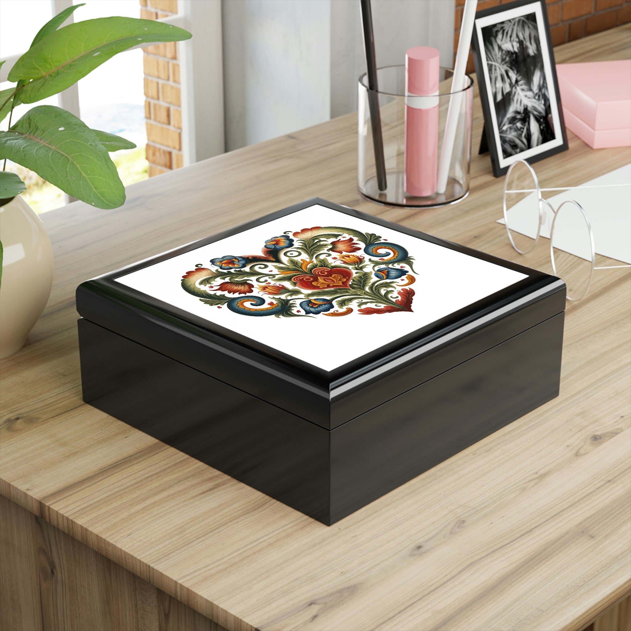 Intricate Hearts by Heron Lake Print 3 Jewelry Box