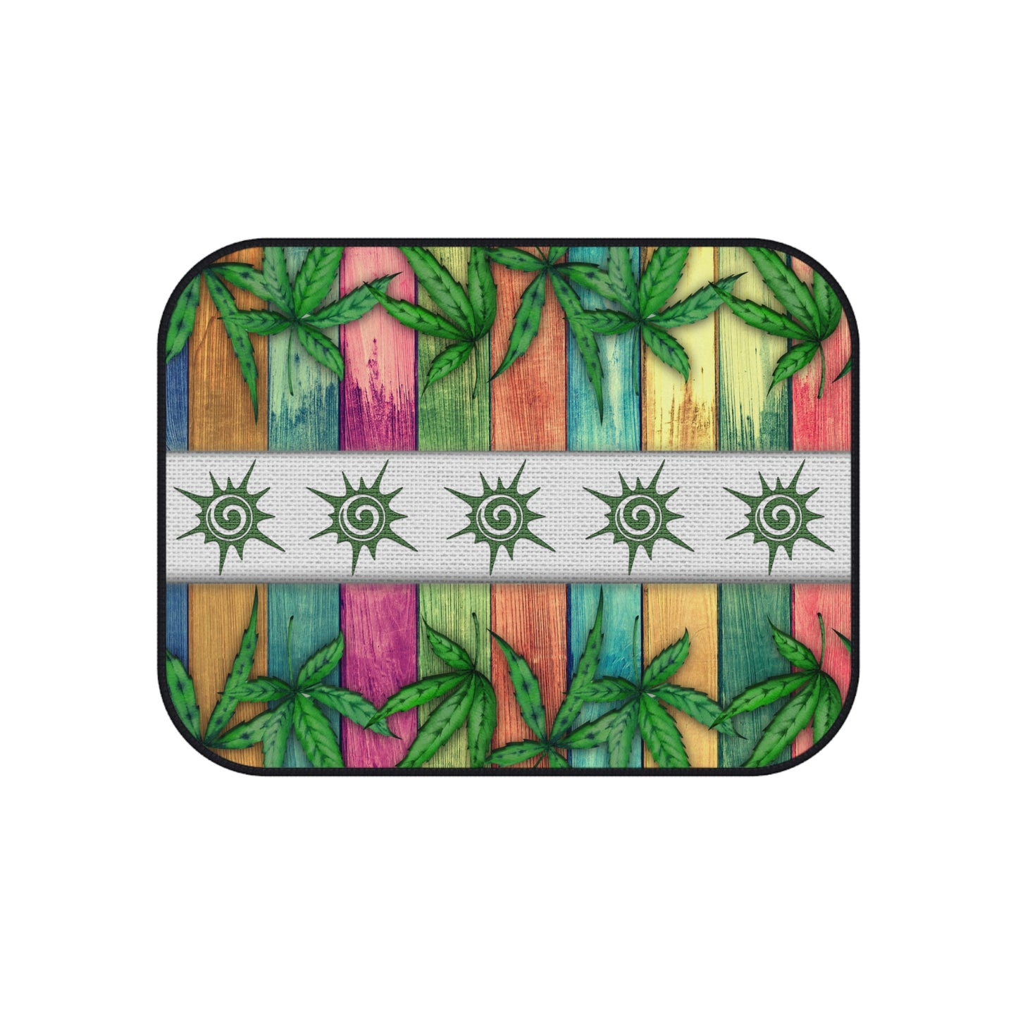 Beautiful Pink Blue Purple Multicolored 420 Weed Pot Marijuana Leaf Car Mats (Set of 4)