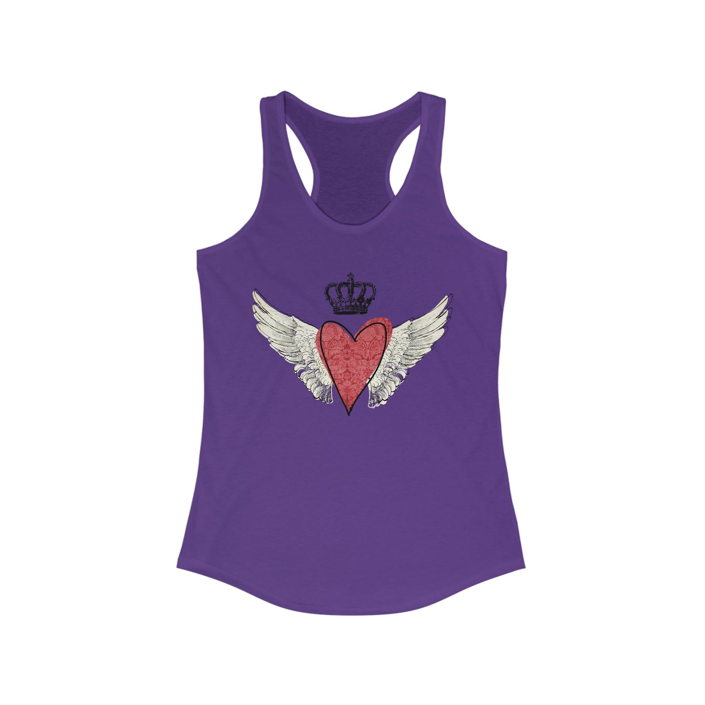 Crowned Red Heart With Angel Wings Women's Ideal Racerback Tank