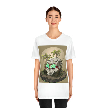 Tropical Island & Skull, Unisex Jersey Short Sleeve Tee