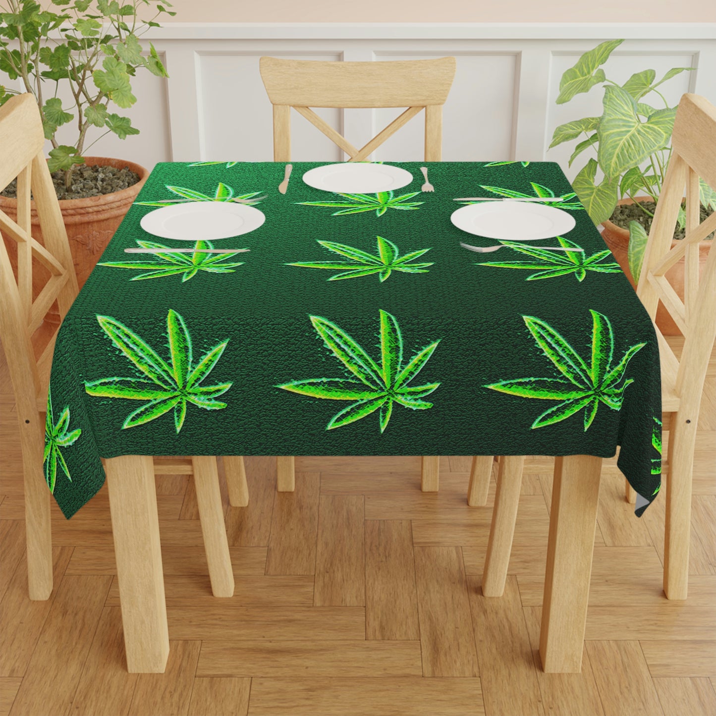 Green Leaf Marijuana Pot Weed Leaf 420 Tablecloth