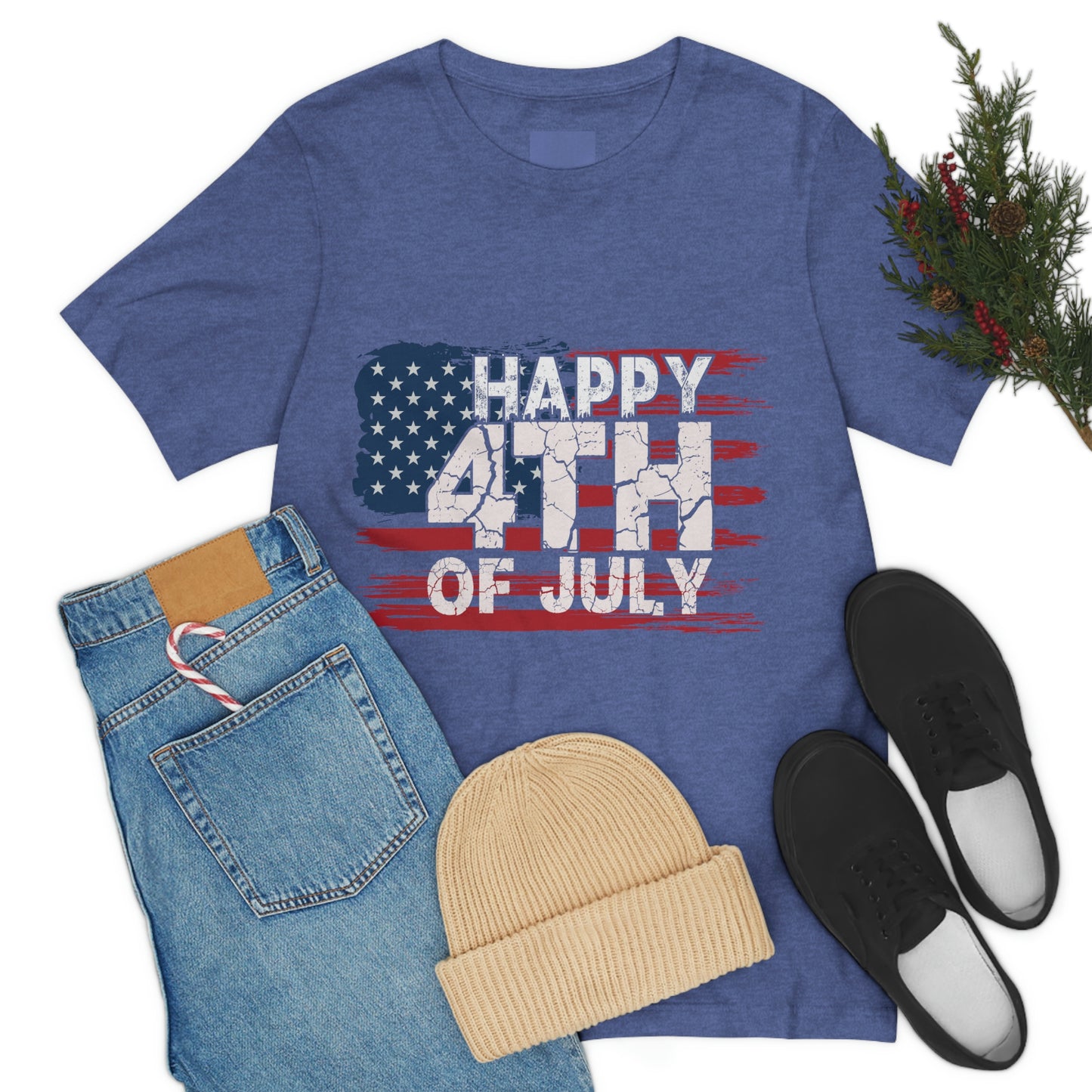 Happy 4 th Of July Independence Day Flag Unisex Jersey Short Sleeve Tee