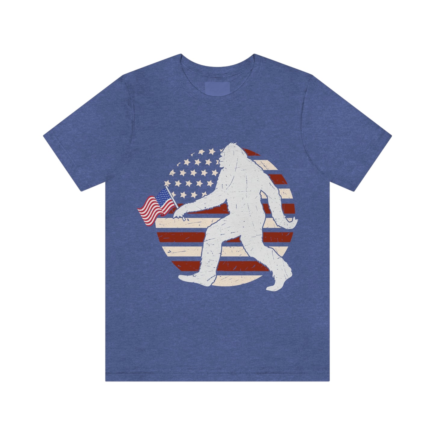 Big Foot American Flag, Fourth Of July 4th Unisex Jersey Short Sleeve Tee