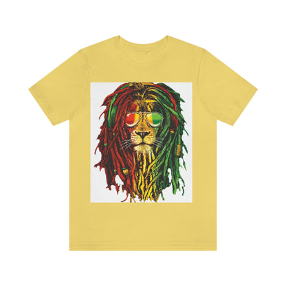 Reggae Lion With Dread locks, Unisex Jersey Short Sleeve Tee